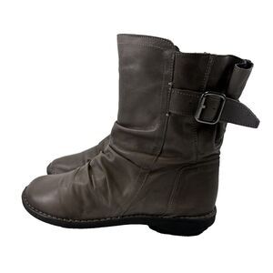 Miz Mooz Parade Mid Boot Slouch Gray Leather Lightweight Moto Womens 40 9-9.5 W